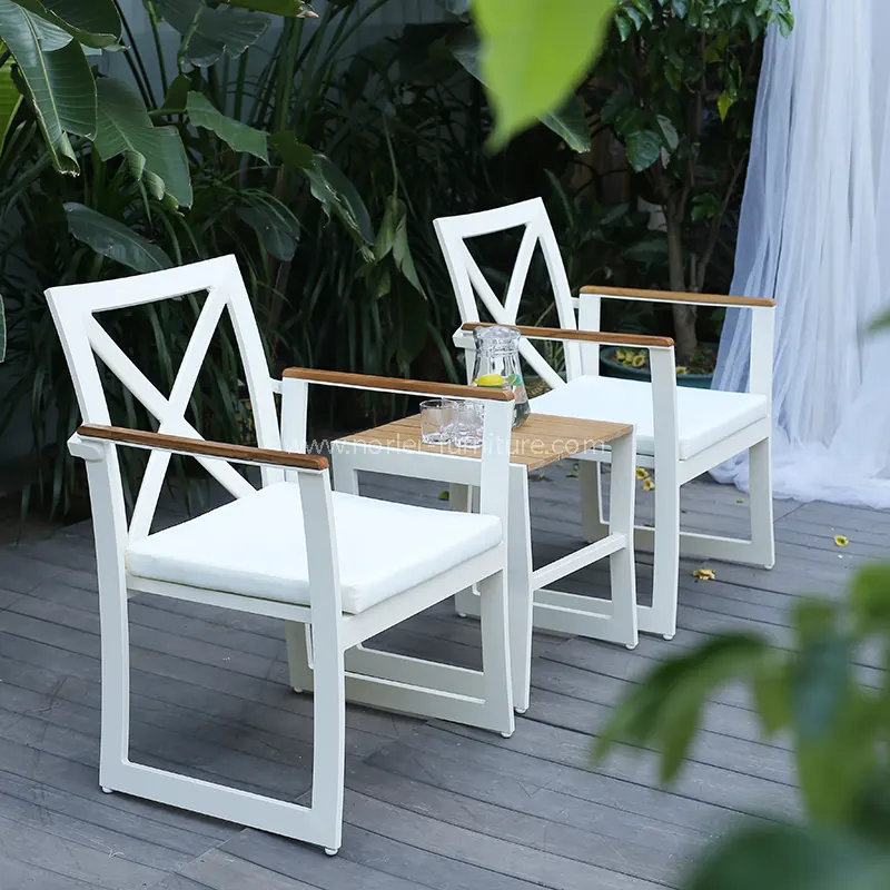 Aluminium roem plastic houten leuning balkon tuin set