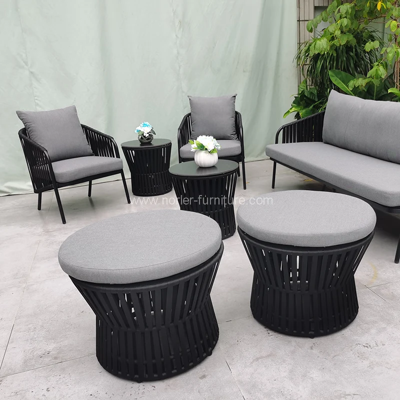 Duurzaam modern touw weven buitenbank