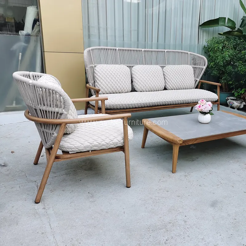 Duurzaam teak touw buitenbank