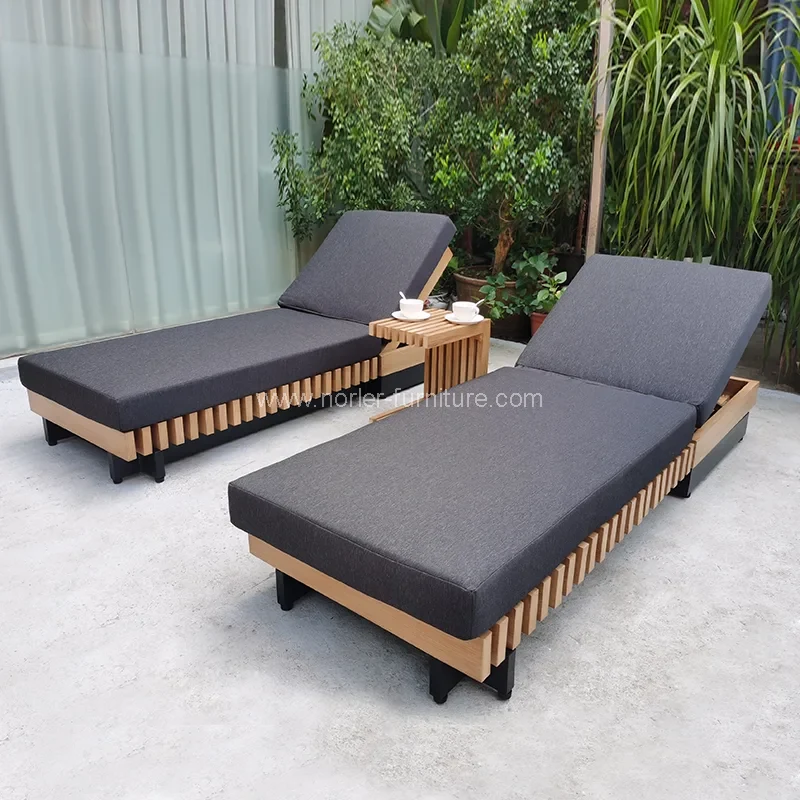 Tuin buiten teak houten frame zonnelounder