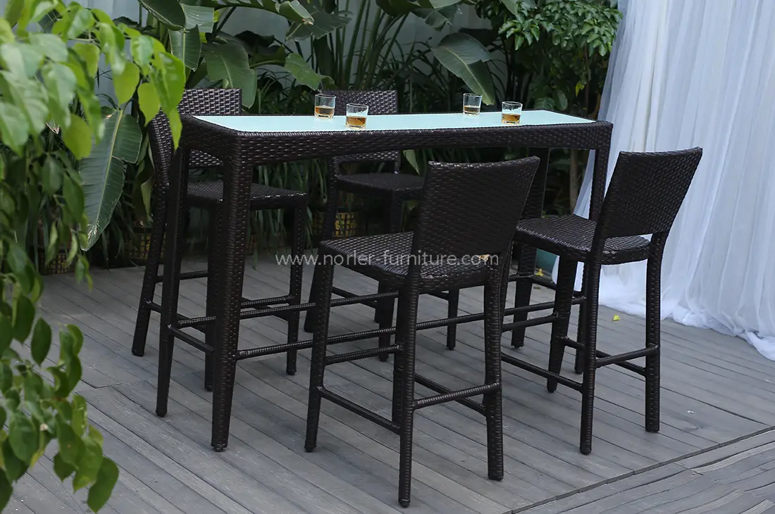 Outdoor Rattan High Bar Table And Chairs Set