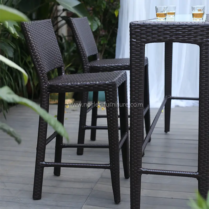 Outdoor Rattan High Bar Table And Chairs Set