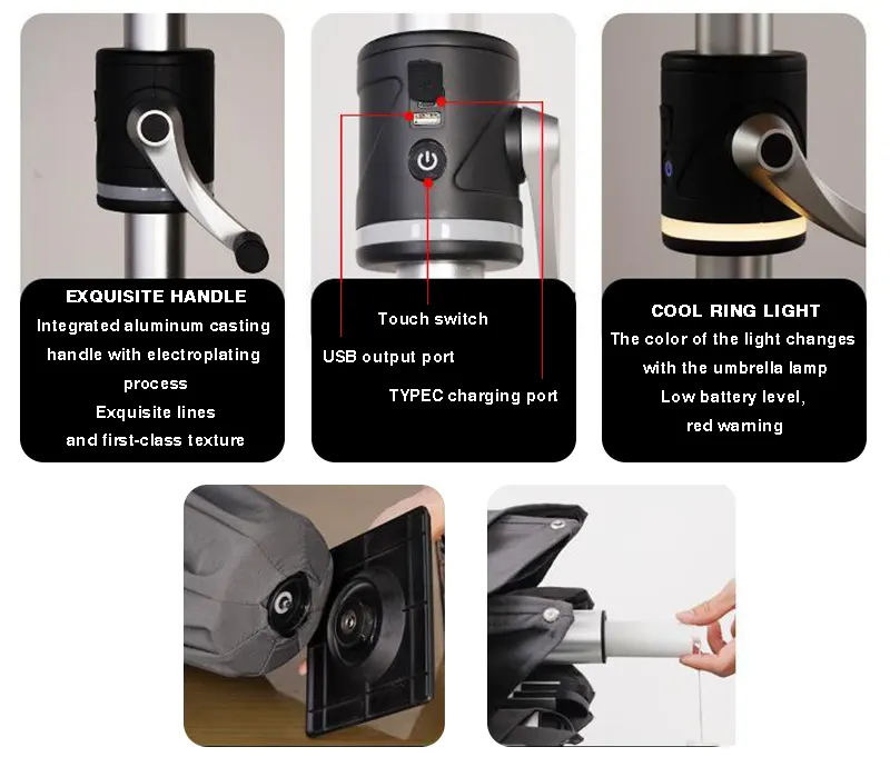 Smart LED Solar Cooling and Heating Light Parasol