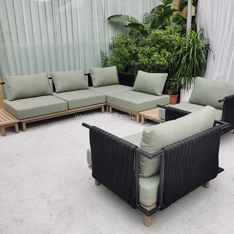 Modern design buitenaluminium frame touw wevende bank