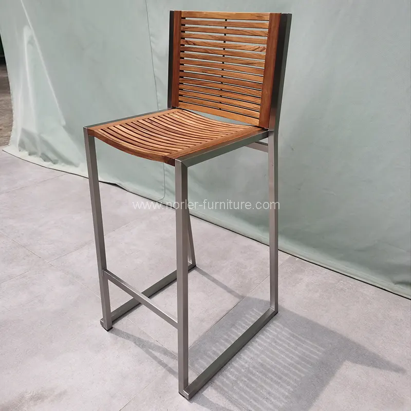 Moderne buitenroestvrijstalen teak frame stoelstoel Moderne buitenroestvrijstalen teak frame stoelstoel