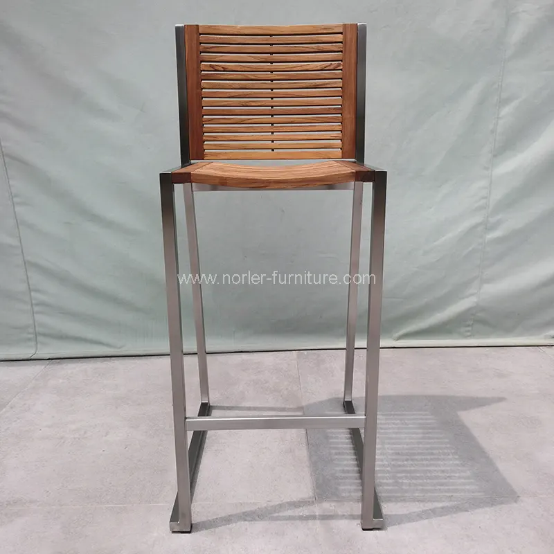 Moderne buitenroestvrijstalen teak frame stoelstoel