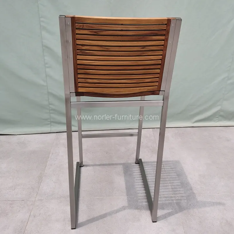 Moderne buitenroestvrijstalen teak frame stoelstoel