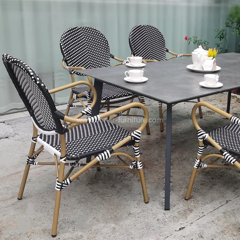 Modern waterdichte duurzame aluminium PE Rattan Dining Set