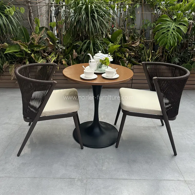 Buiten aluminium frame handgeweven olefin touw balkon set