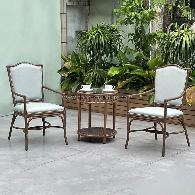 Buitenaluminium houtkorrel Pe rattan balkon set
