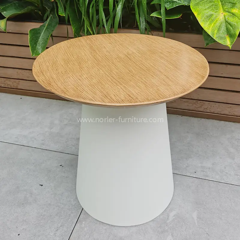 Buiten geborsteld houtkorrel aluminium frame salontafel