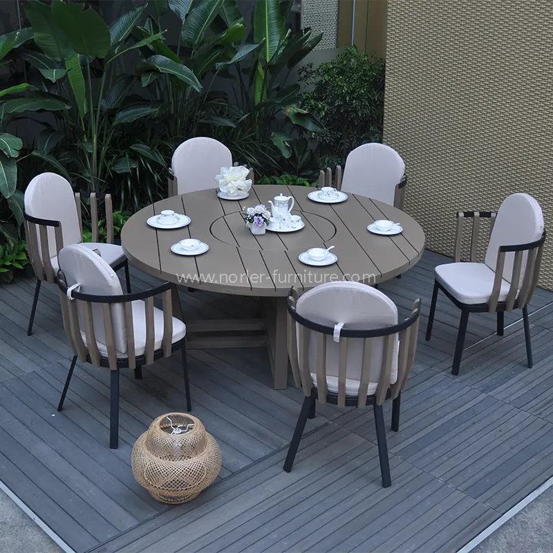 Outdoor Spray Aluminium frame TEAK HOUT FRAME DINING SET